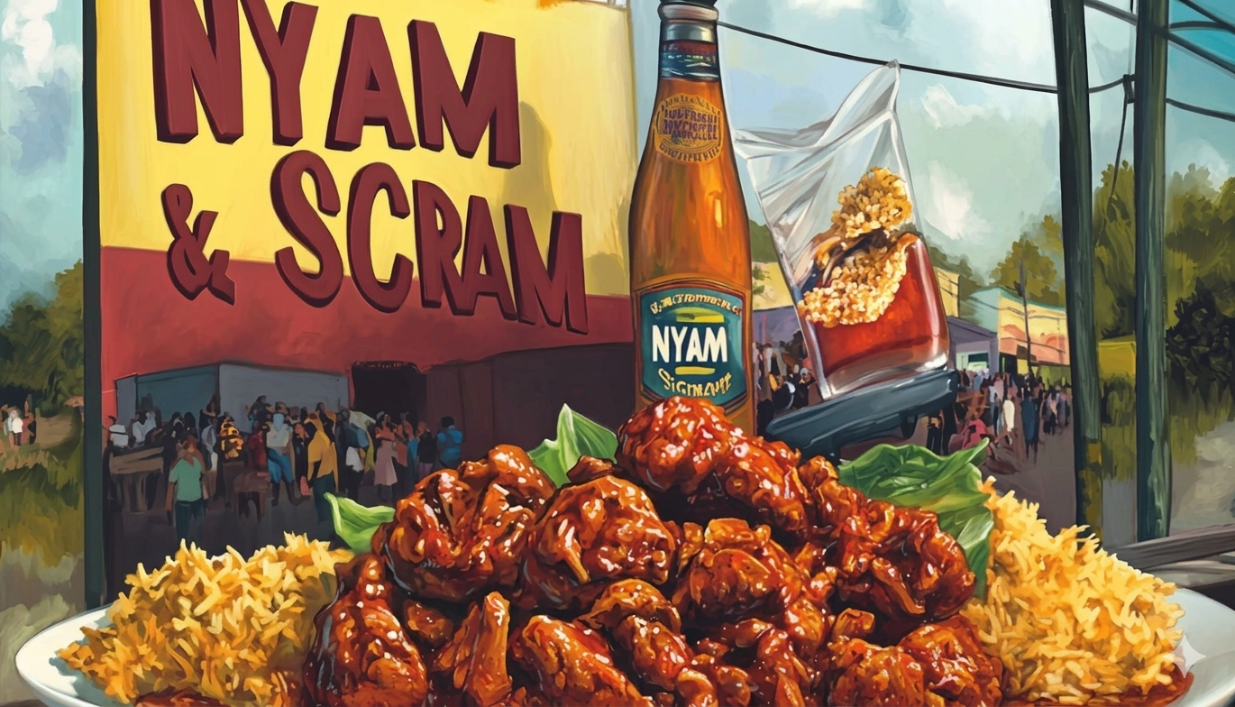 Nyam & Scram restaurant Point District Jamaica – authentic jerk chicken wings and Caribbean food